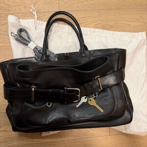 Elegant Black Leather Women's Briefcase
